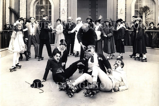 A still from Charlie Chaplin's classic silent short film *The Rink*, released in 1916. A00062