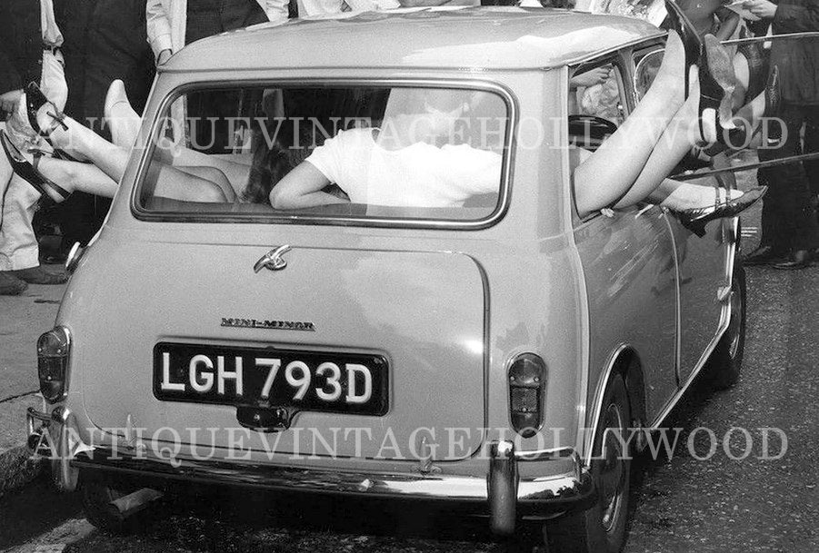 A classic Austin Mini, into which 15 young women tried to squeeze in 1966 in London in an attempt to set a record. А00084